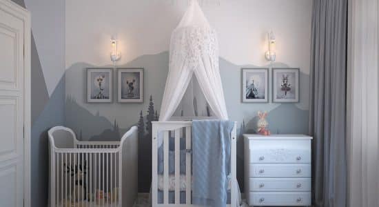 Chambre de bébé aménagée de façon à lui garantir de bonnes nuits de sommeil